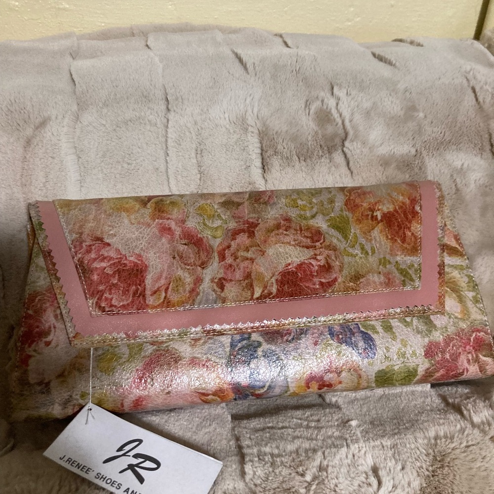 J.Renee Pink and Gold Floral Clutch